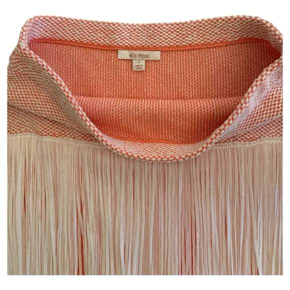 Ella Moss Fringe Skirt coral/cream size Small - Picture 2 of 6